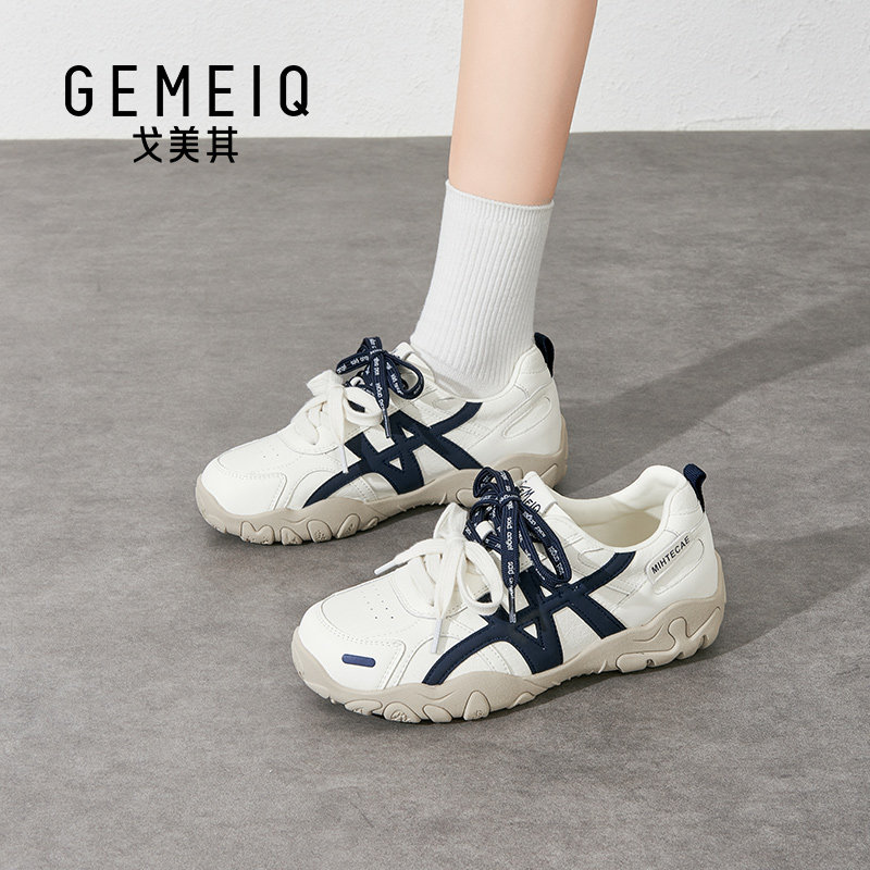戈美其德训鞋女2026春季新款平底小白鞋休闲运动鞋双色鞋带女鞋子,女鞋,德训鞋,淘宝优惠券,粉丝福利购,淘宝优惠卷