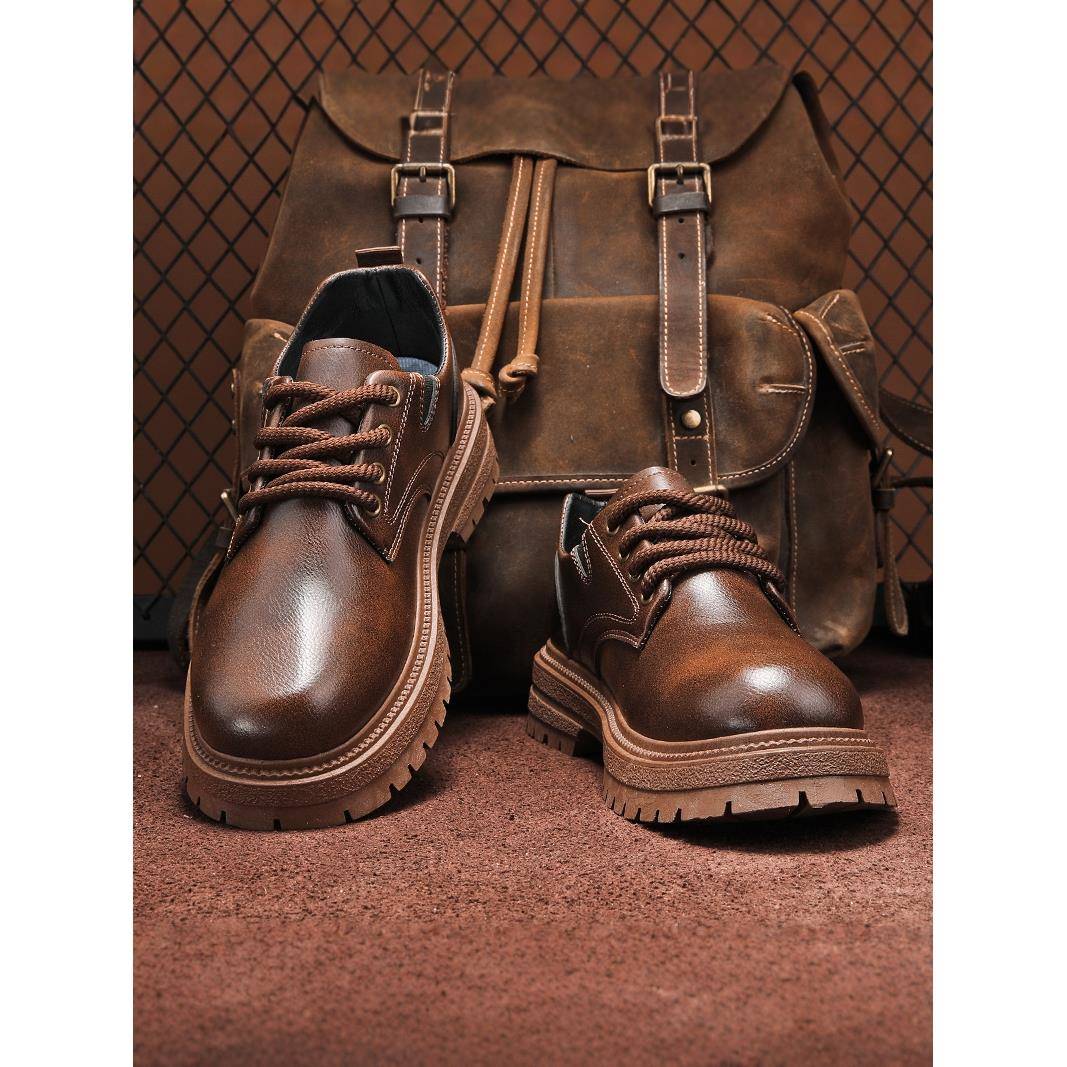 潮牌2025新款秋季马丁靴鞋英伦风覆古男士皮鞋厚底休闲低帮工装鞋