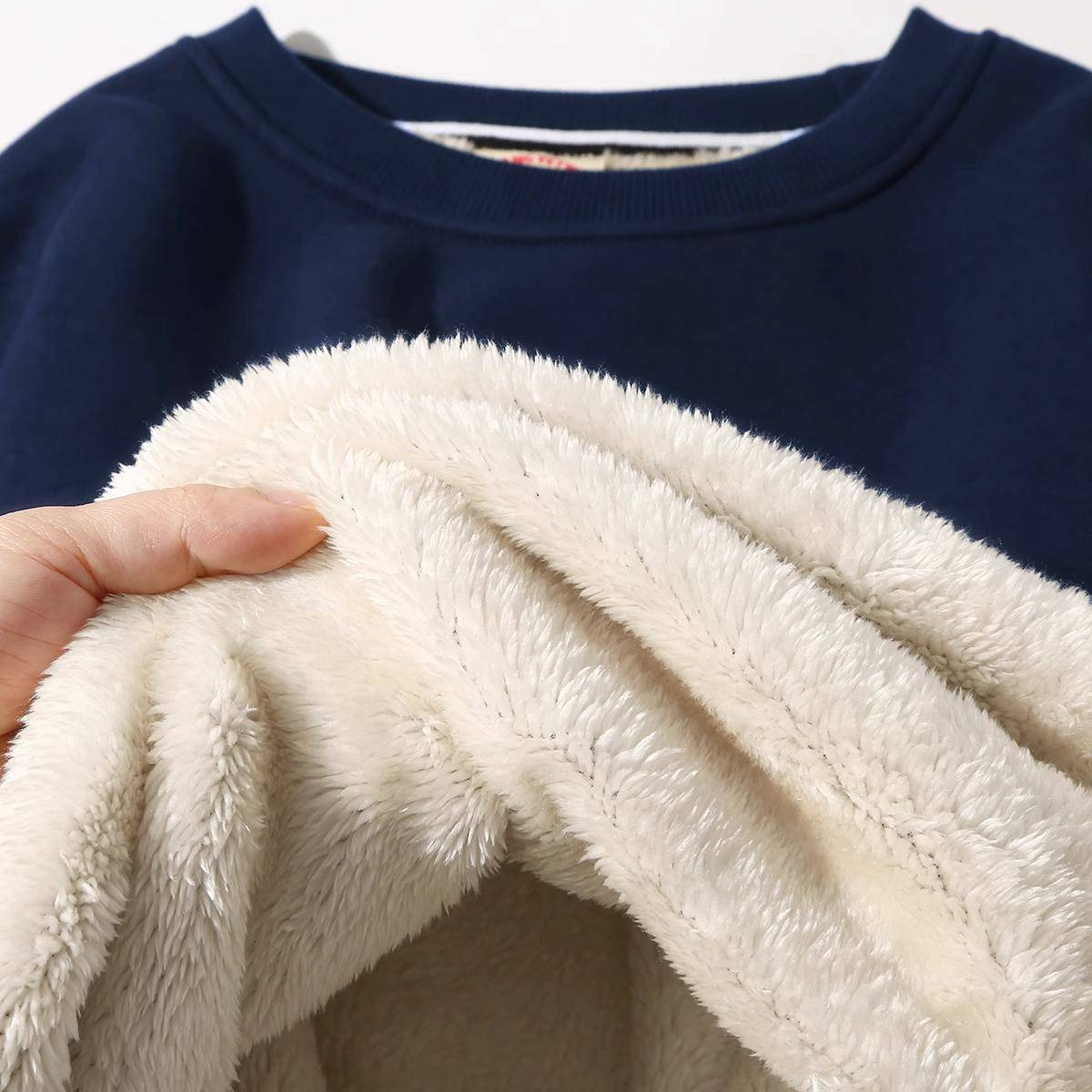 MAROLIO~抗寒零下20度！羊羔绒卫衣男冬季加绒加厚保暖圆领套头衫