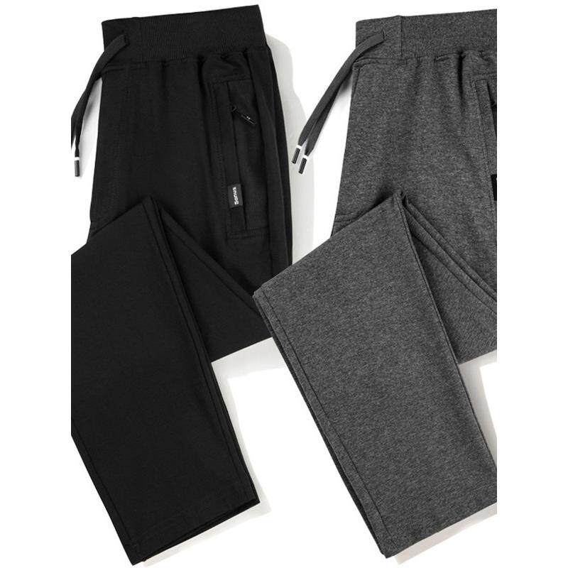 春秋男士纯棉灰色卫裤冬季加绒休闲裤百搭潮流宽松直筒运动裤长裤