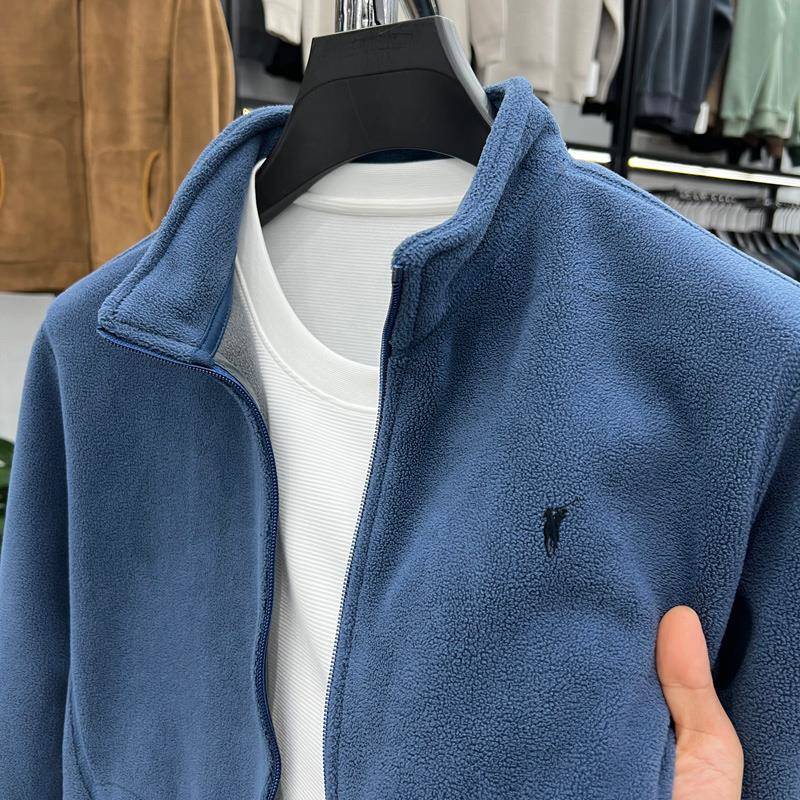 MAROLIO~重磅推荐！纯色立领拉炼卫衣男秋冬季加绒加厚保暖抓绒衣