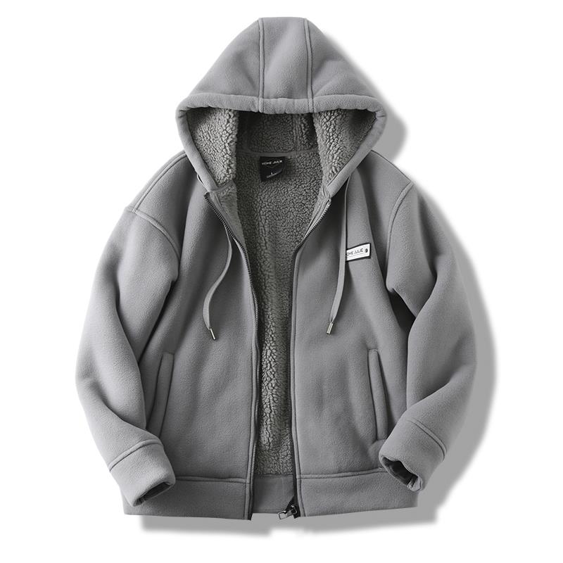 MAROLIO~出口北欧！重磅双面绒棉衣外套男冬季加绒加厚羊羔绒卫衣