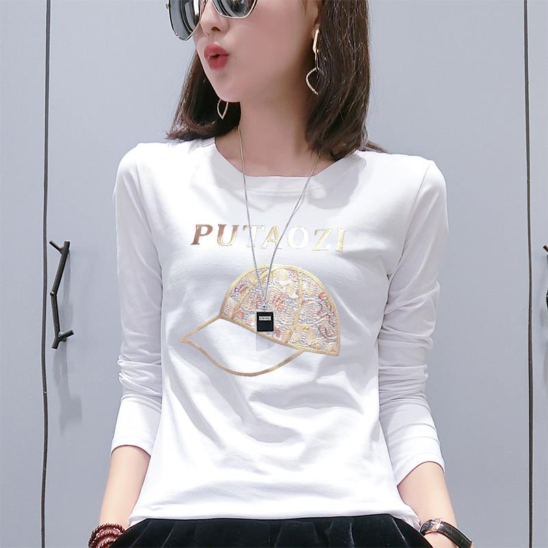 韩国纯棉长袖t恤女小众设计感2024新款春秋时尚洋气上衣打底衫
