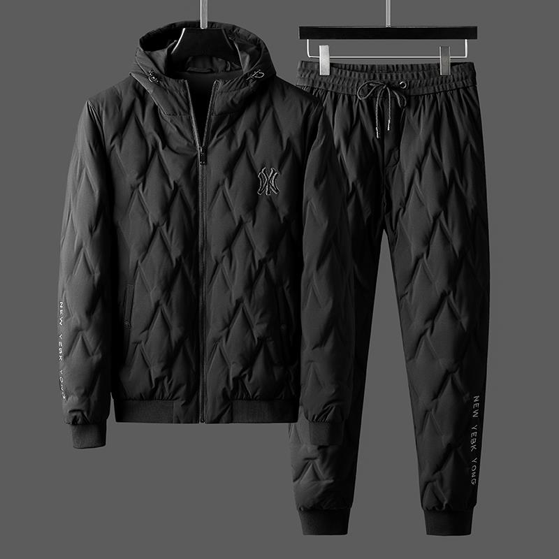 MAROLIO~抗寒零下！冬季羽绒套装两件套男加绒加厚时尚潮流羽绒服