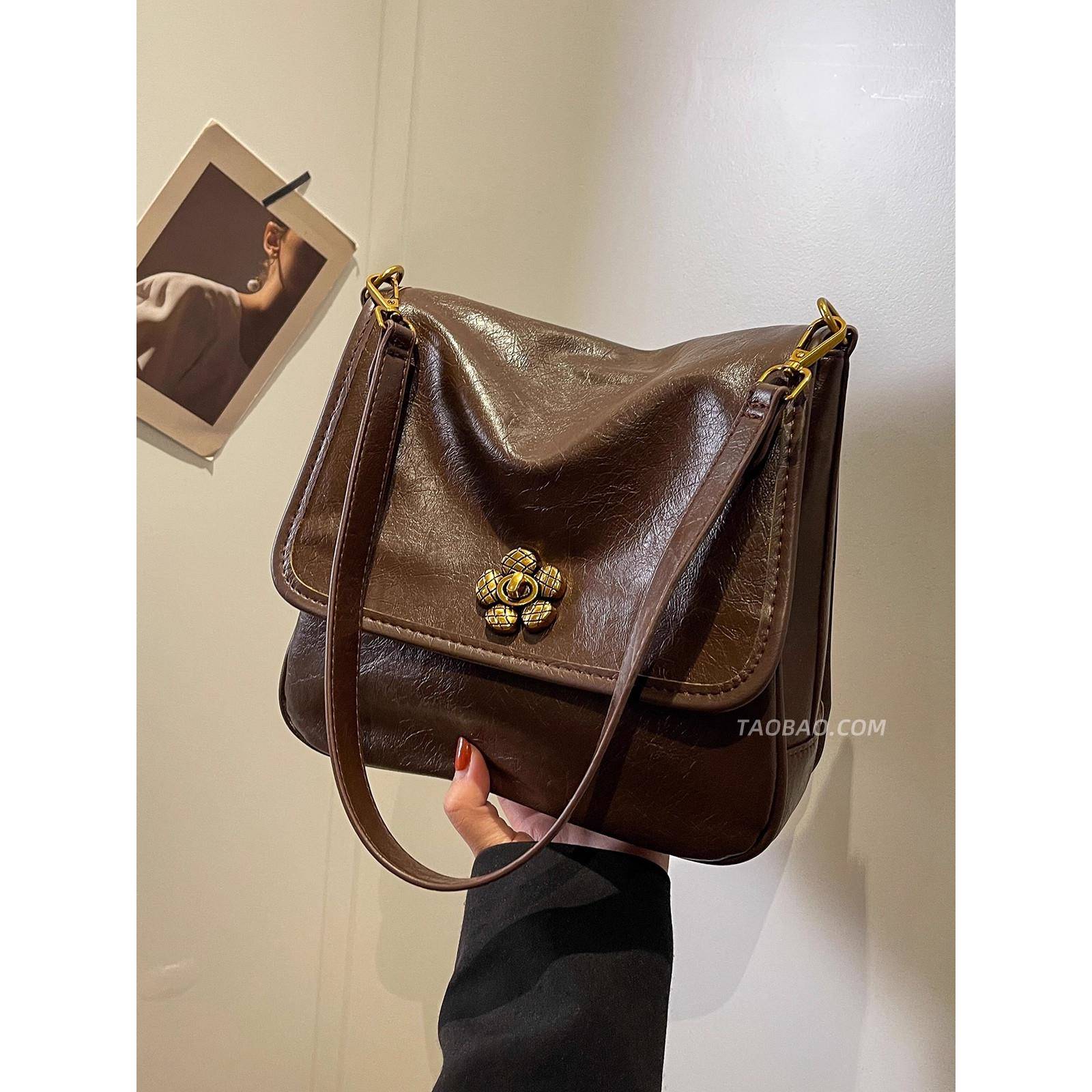 法国【设计师】SZ休闲覆古大容量女2025新款百搭斜挎包通勤托特包