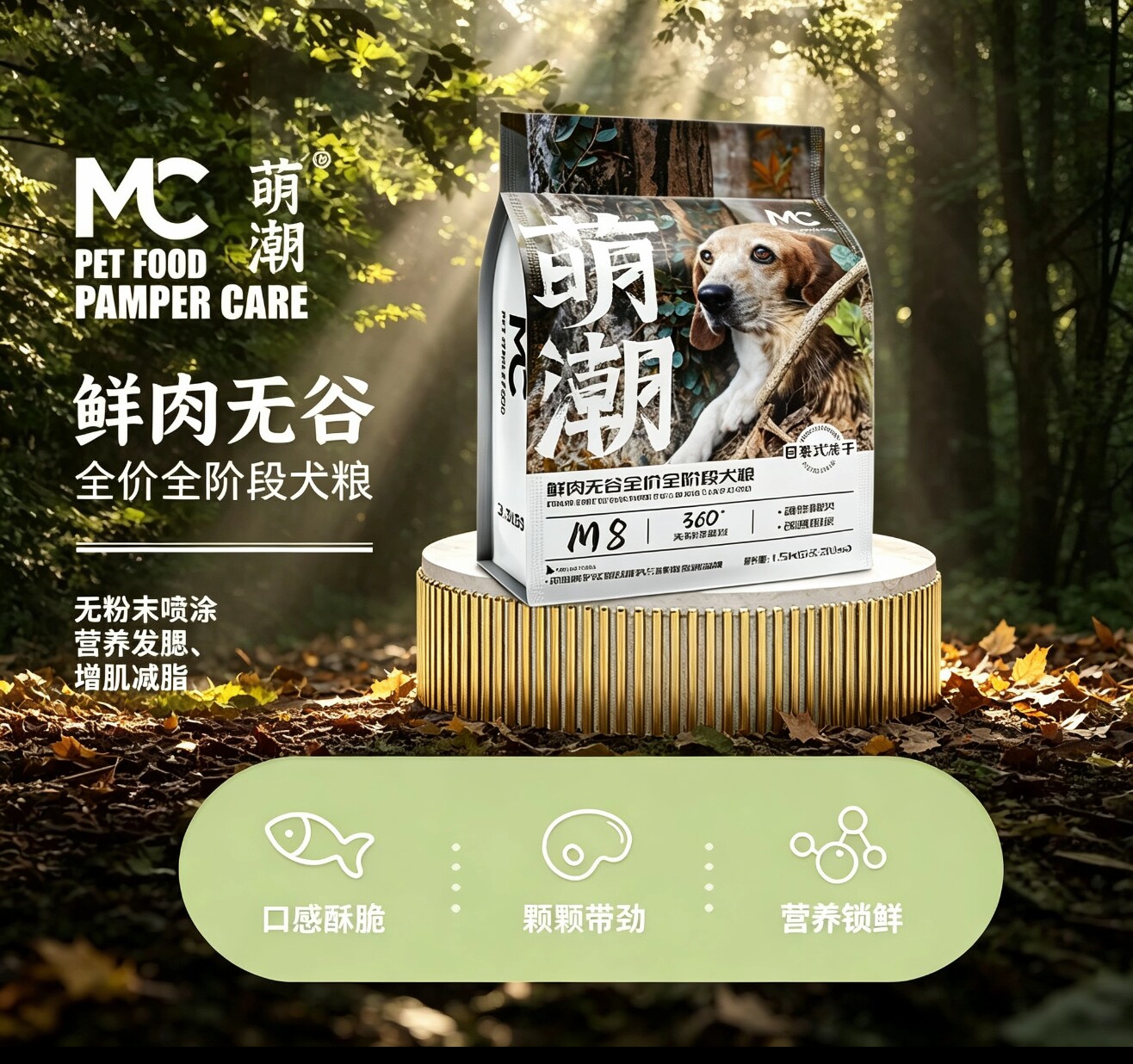 MC萌潮m8冻干包裹美毛亮肤促进食欲阶段主粮高蛋白成幼通用