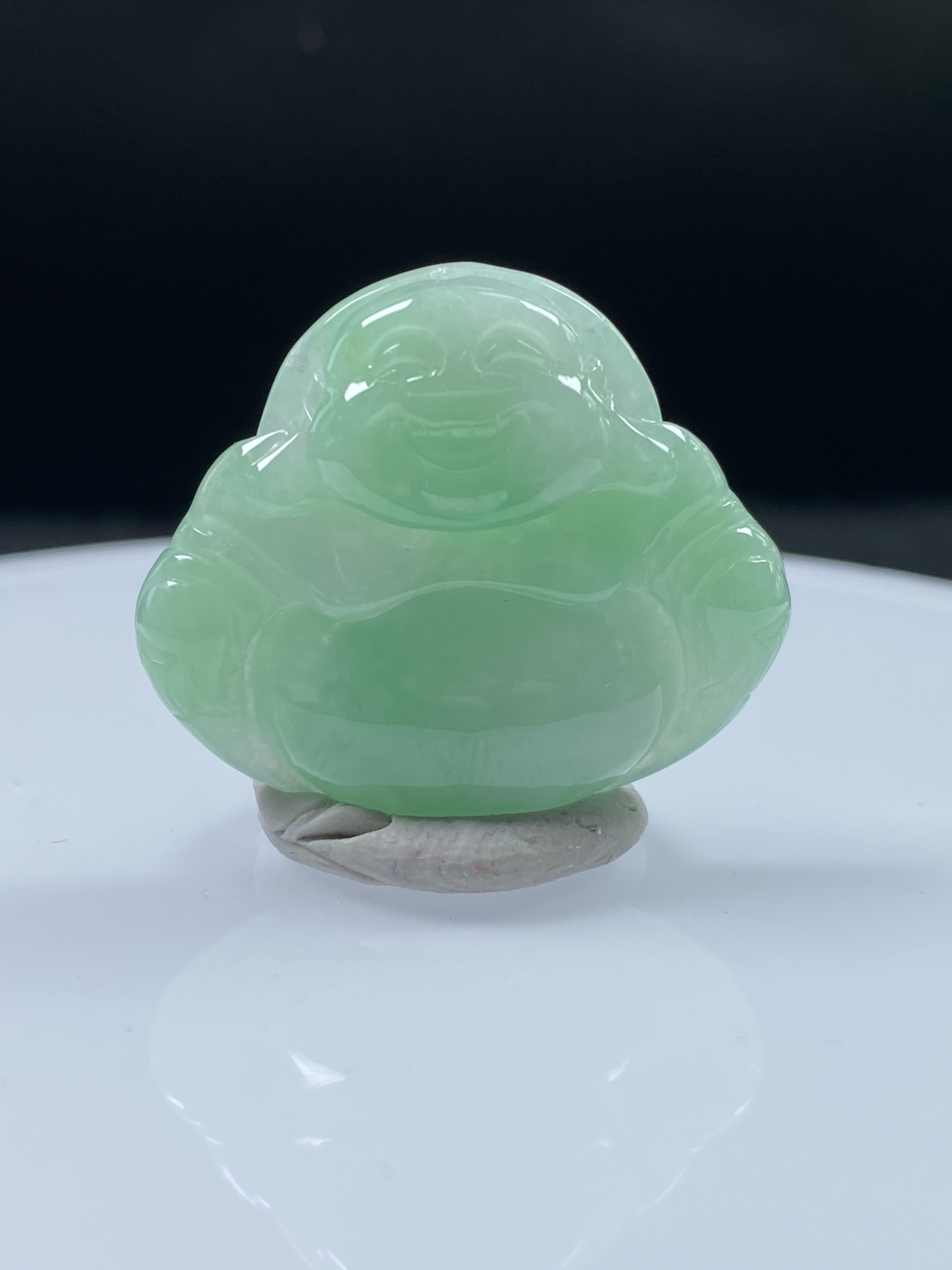 缅甸天然A货翡翠冰绿宝宝佛公吊缅甸翡翠