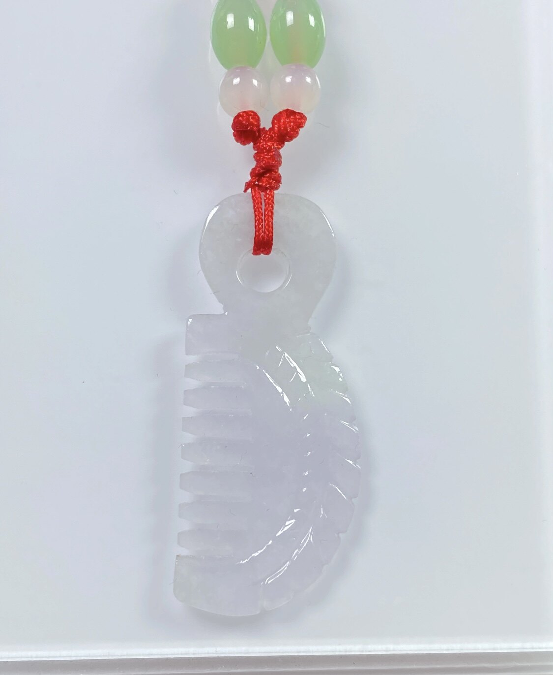 缅甸天然A货翡翠冰种一梳百顺梳子吊坠 证书编号0044