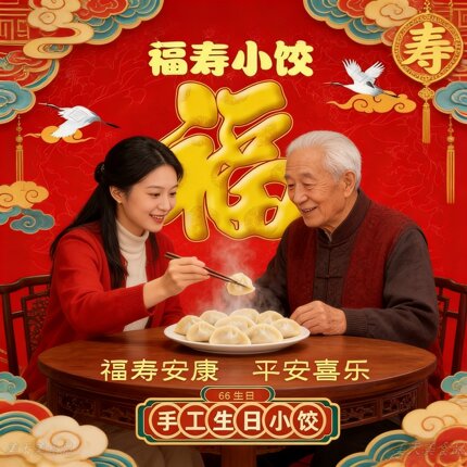 父母生日小饺子老人66岁小水饺女儿祝寿小饺子猪肉馅素馅喜饺66个