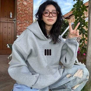 2026新款vintage古着连帽卫衣男女秋冬宽松慵懒风薄款外套ins情侣