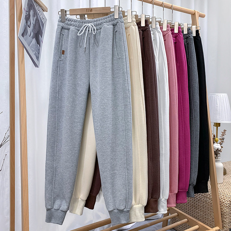 宽松裤子女春秋加绒高腰卫裤2025哈伦新款直筒阔腿束脚休闲运动裤,女装/女士精品,休闲裤,淘宝优惠券,粉丝福利购,淘宝优惠卷