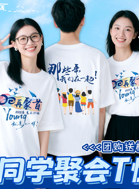 同学聚会t恤定制班服纯棉T恤短袖同学会20年纪念衣服文化衫服装
