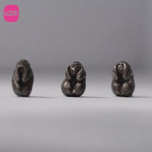 Lam手作 925银三不猴 不说 不看 不听 侧挂 卡子 文玩配饰 配珠