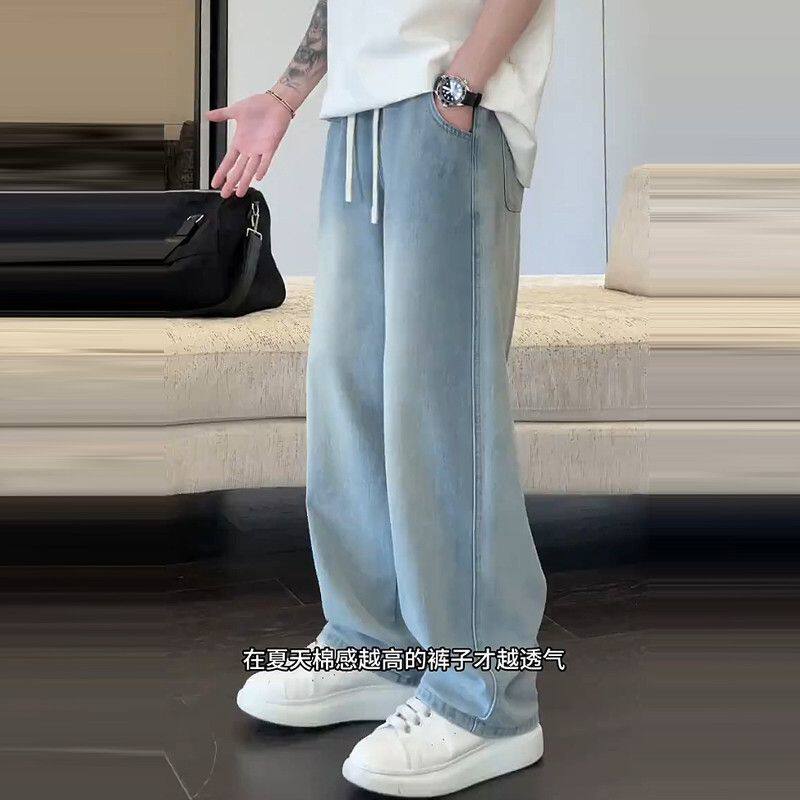 美式宽松男士夏季薄款裤子潮流2026新款高街牛仔裤直筒休闲青少年