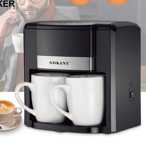 110v美规欧规双杯咖啡机家用办公煮茶喝水咖啡机coffee maker