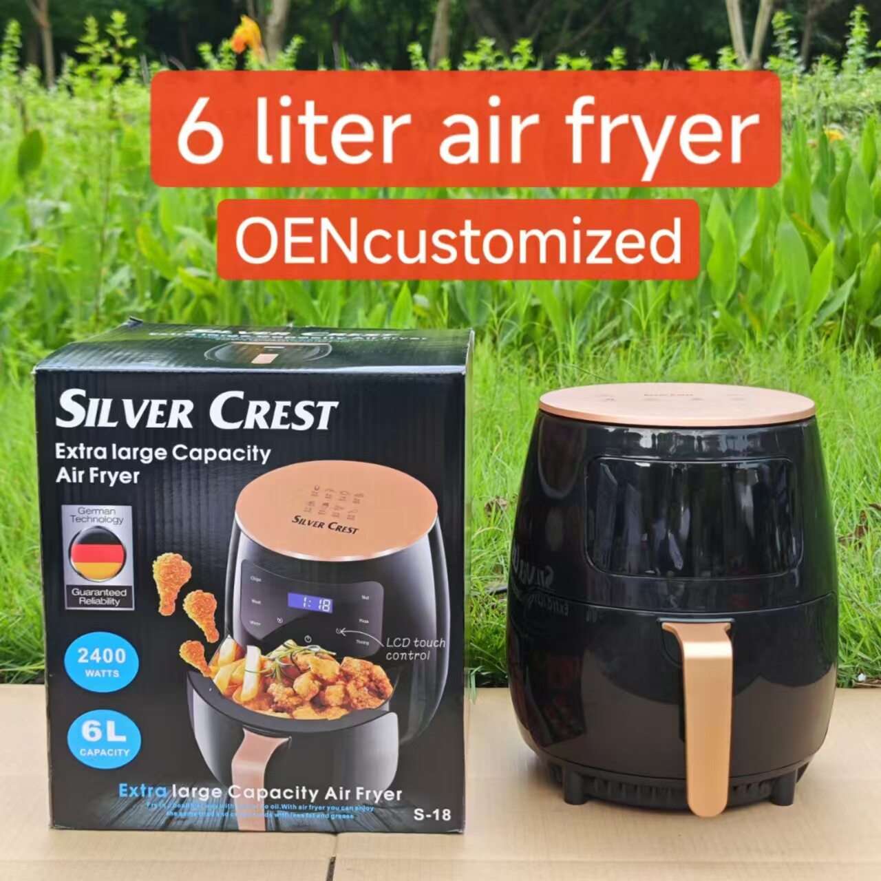 跨境6L Air fryer多功能智能触屏烤箱大容量空气炸锅电炸锅薯条机