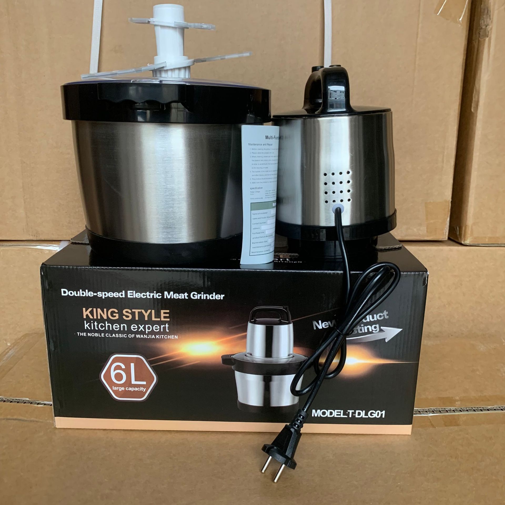 6L不锈钢大容量绞肉机 商用家用电动料理机搅拌机绞馅机 跨境批发