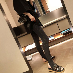 运动打底裤 月亮印花紧身弹力外穿春秋款 女es erre 本 高版 rin