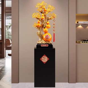 五福临门葫芦落地摆件入户玄关客厅电视柜旺宅发财树大型高档装 饰