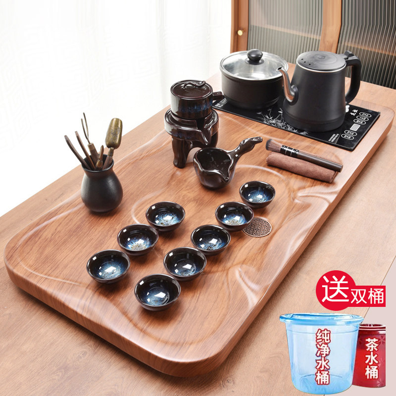 加厚实木茶盘茶具套装烧水壶一体泡茶台家用全自动上水茶海整套