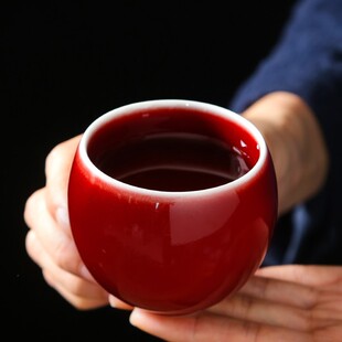 色釉郎窑红釉主人杯郎红品茗杯个人单杯功夫茶具茶杯礼品家 新款