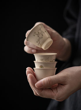 唐宋仿古手作品茗杯功夫茶具原土