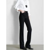 微喇裤 高个子西装 子修身 薄绒四面弹黑色直筒裤 通勤西裤 女加长版 裤