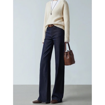 内柔外挺垂感窄版直筒通勤牛仔裤