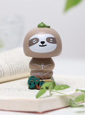森活木趣熊猫木质弹簧摇头晃脑桌面中控车载摆件装饰品送新年礼物
