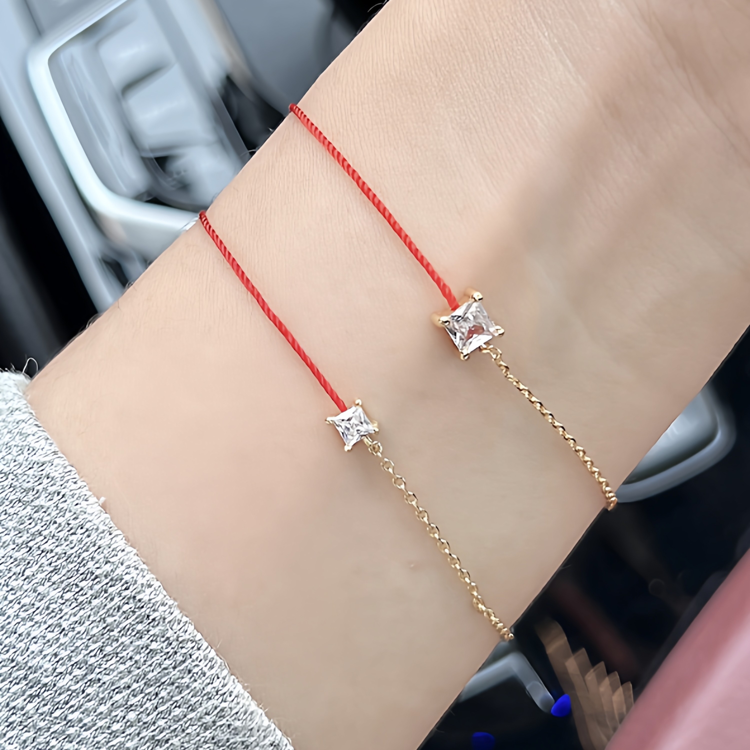 法国转运小红绳手链小方钻公主方半链十分cube好运礼物手工本命年,饰品/流行首饰/时尚饰品新,手链,淘宝优惠券,粉丝福利购,淘宝优惠卷