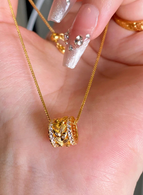 s925纯银意大利拉丝排钻麦穗小蛮腰项链女复古轻奢设计感精致