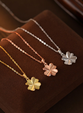 S925纯银四叶草镶钻锁骨链送她