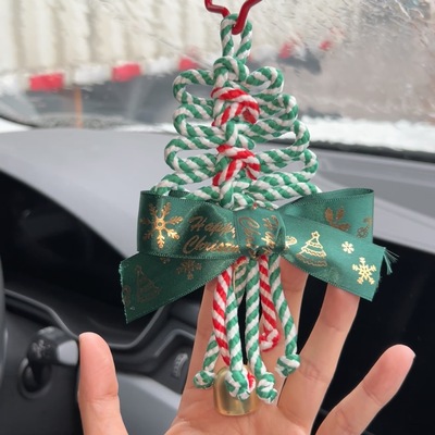 圣诞车挂汽车挂件车内吊饰手工编织圣诞节圣诞树后视镜装饰品车载