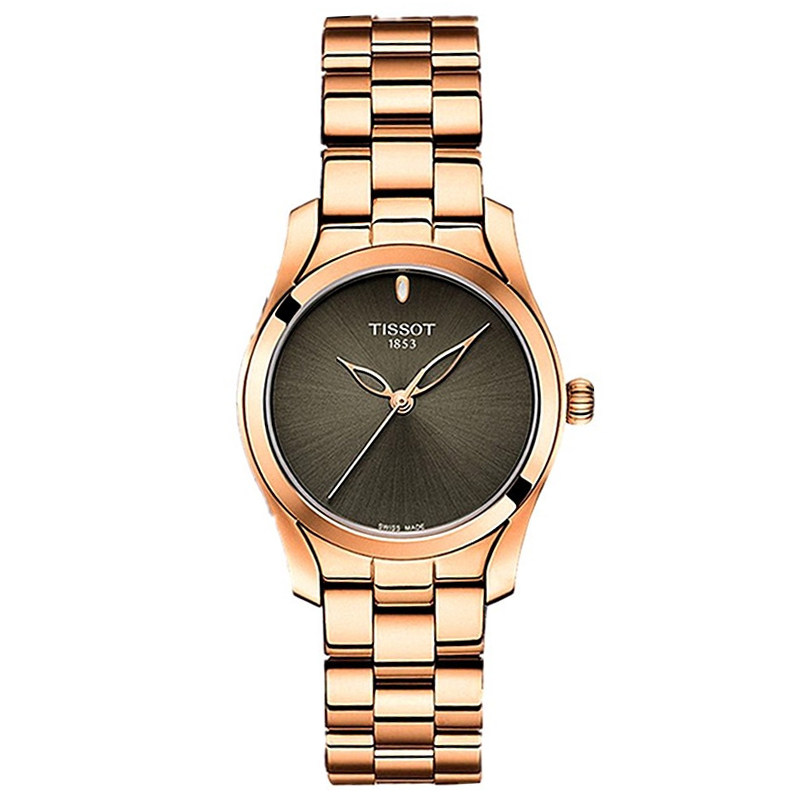 天梭手表女海浪系列时尚金色黑盘石英t112.210.33.061.00瑞士女表