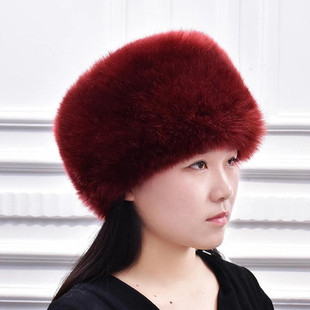 男女冬季貂毛棉帽东北仿狐狸毛皮草帽子加厚防寒保暖老人圆顶帽子