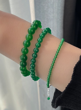 MoreSuitable天然石绿玉髓新中式国潮气质优雅手链通勤手饰女手串