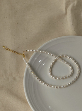 MoreSuitable高品质手作淡水珍镀14K真金日韩简约项链气质锁骨链