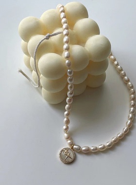 MoreSuitable光芒万丈14K淡水珍珠甜美项链优雅可调节锆石锁骨链