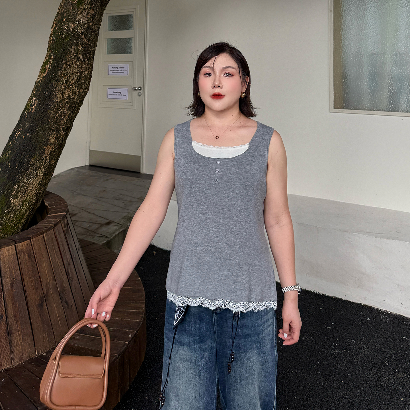 大码女装针织背心宽松显瘦百搭