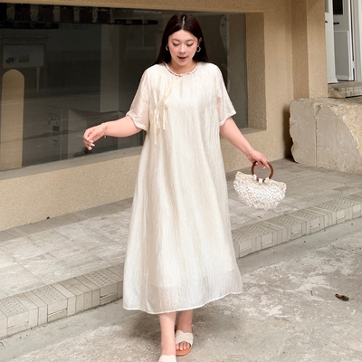 大码女装流光国风百搭显瘦连衣裙