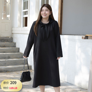 大码女装兔子领显瘦连衣裙2026春款胖mm宽松遮肚200斤开叉中长裙