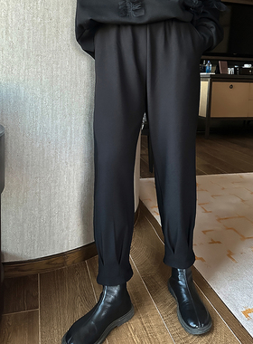 遮肉显瘦西裤加绒加厚大码女装2025冬季200斤胖mm宽松束脚休闲裤