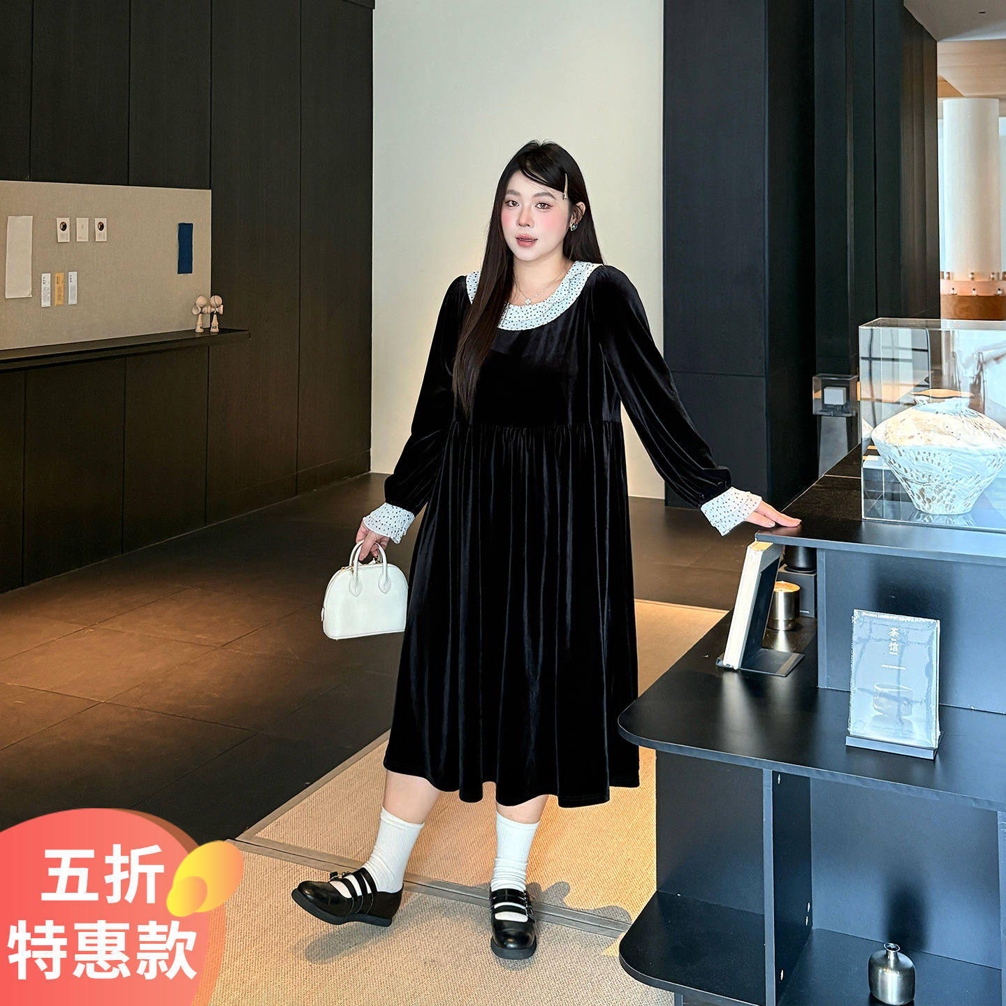 大码女装丝绒连衣裙宽松显瘦