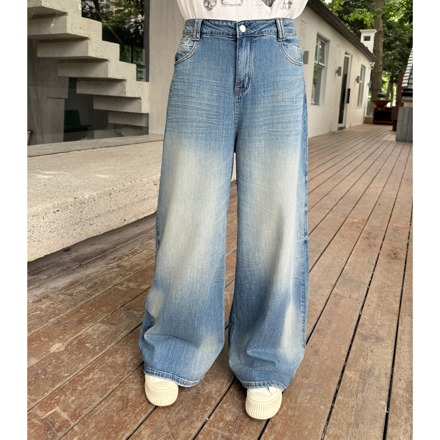 大码女装薄款橡筋腰牛仔裤夏季款2026年200斤胖mm宽松显瘦阔腿裤