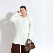 长袖 T恤女200斤冬季 加肥加大胖mm长款 双面绒彩扣大码 宽松打底衫