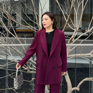 大码女装正肩西装2024春季新款200斤胖妹妹mm显瘦中长款西服外套
