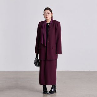 高级感围巾大码西装女2026春季新款礼服胖mm宽松中长款西服外套