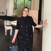 大码 马甲女轻奢小香风外套2025秋冬200斤胖mm宽松中长款 外穿马夹