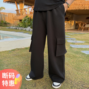 心存真特大码女装空气层阔腿裤2026春夏款胖mm宽松显瘦工装休闲裤