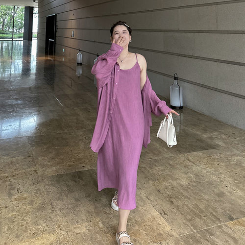 大码套装女宽松两件套度假套装